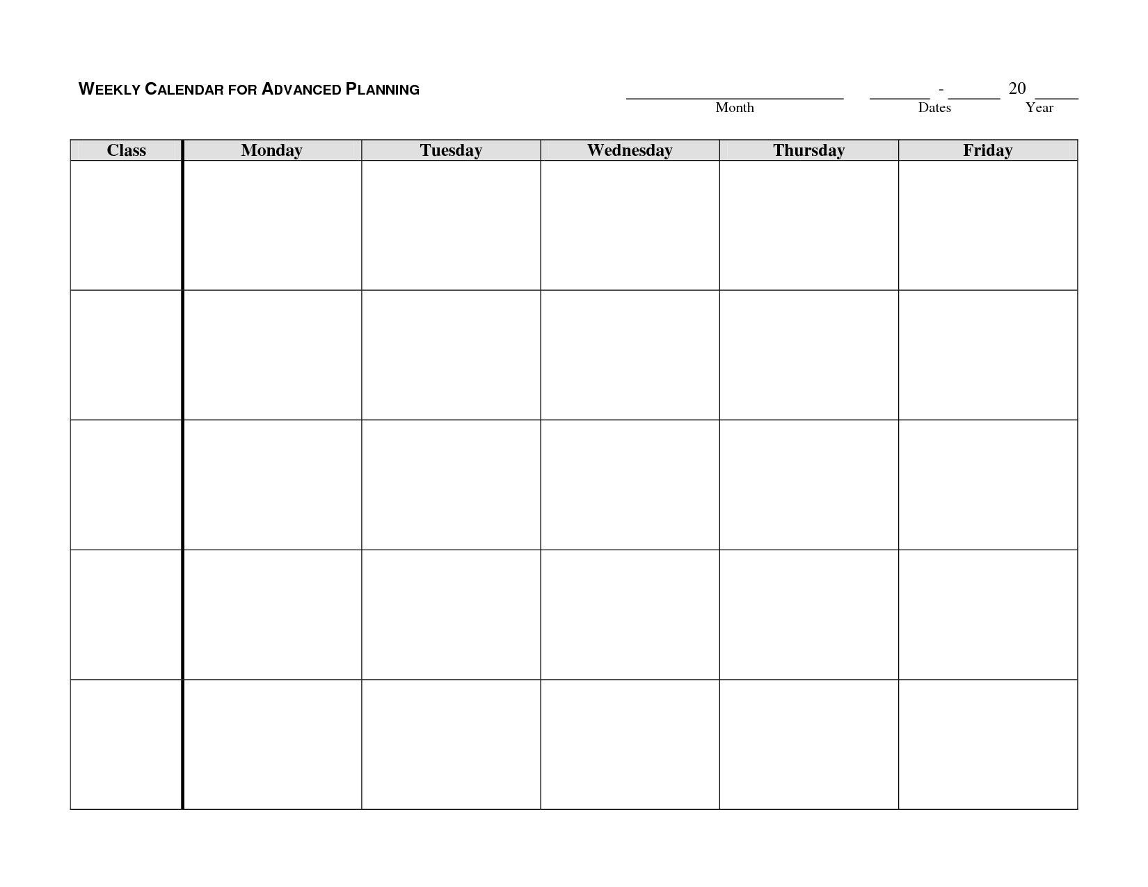 Free Monthly Monday Through Friday Calenar  Example regarding Printable Calendar Monday Through Friday