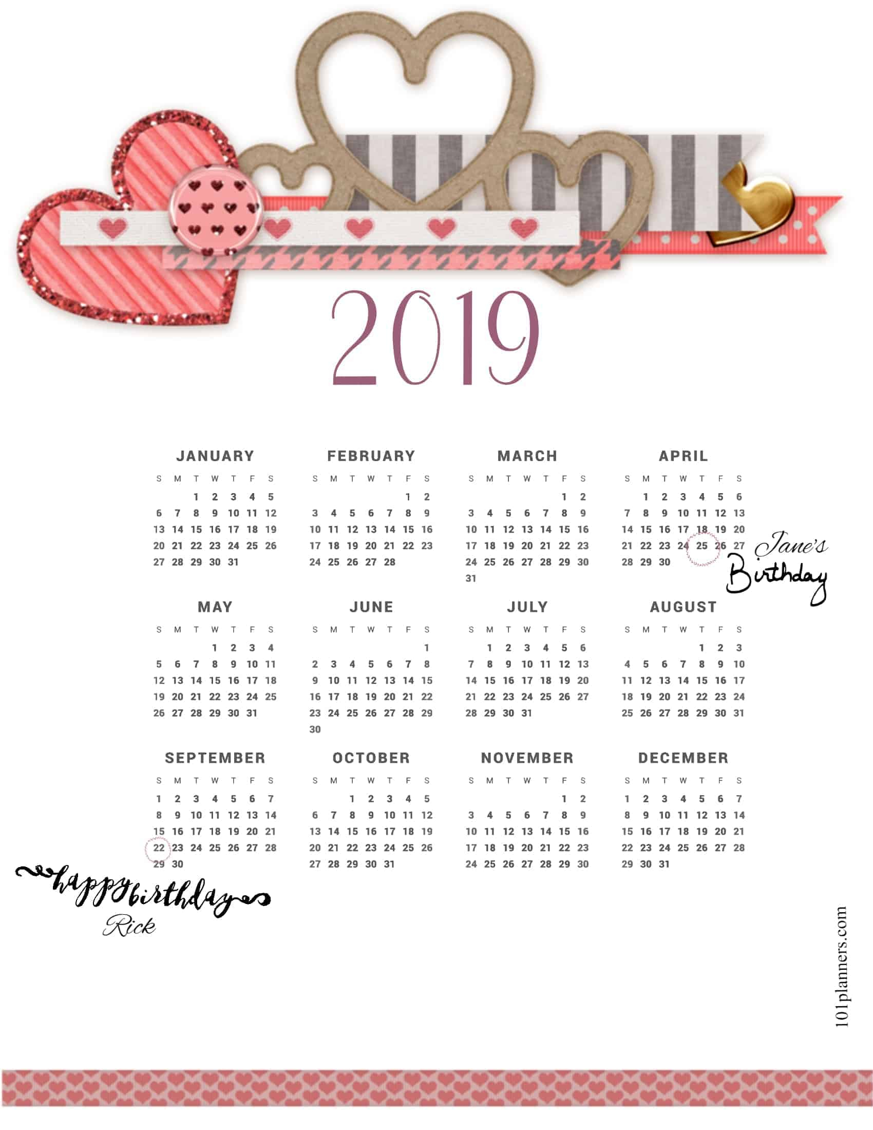 Free Printable 2019 Yearly Calendar At A Glance | 101 with Calendar Icon Generator