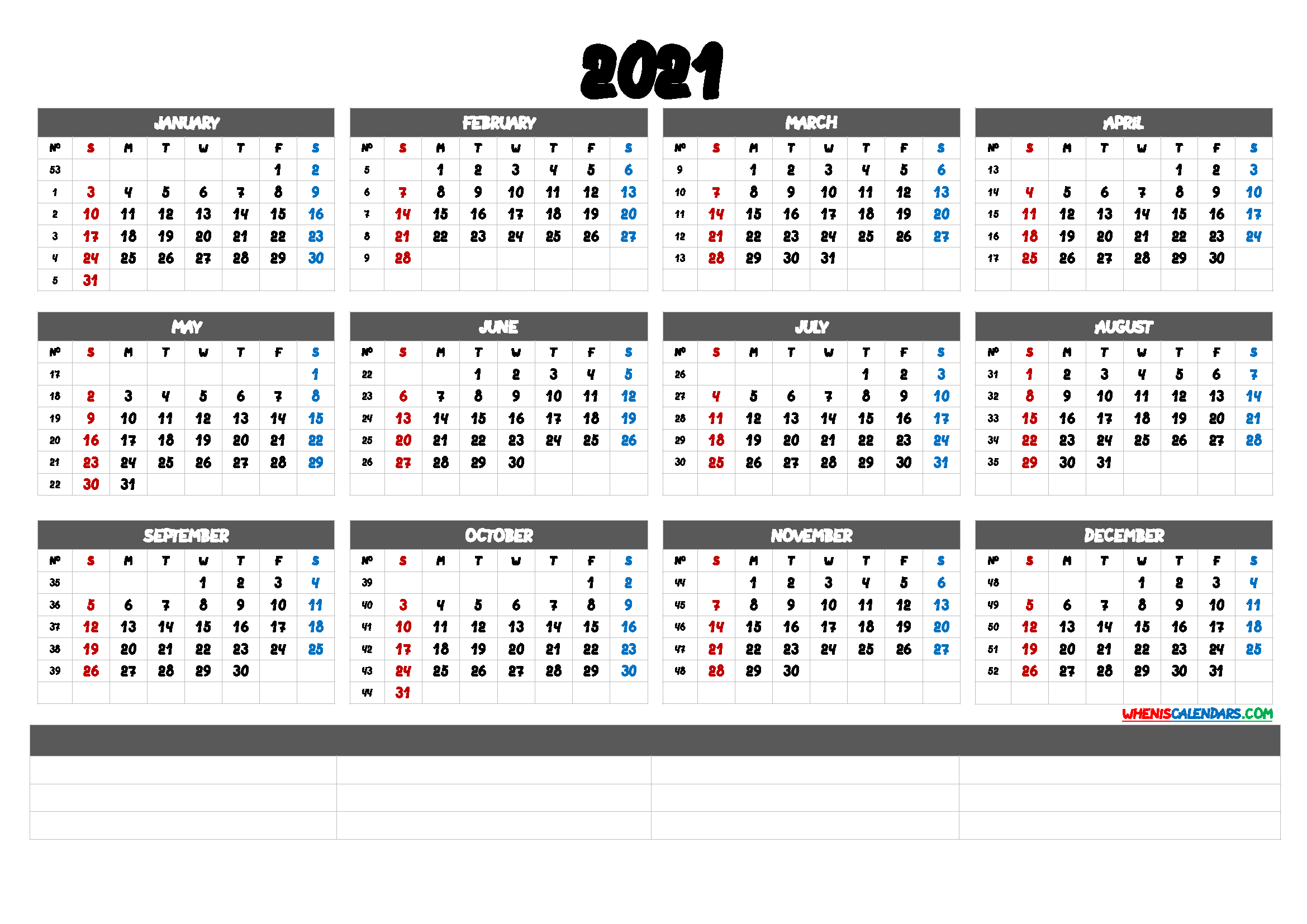 Free Printable 2021 Calendar Templates (6 Templates) with regard to Free Calendar Numbers