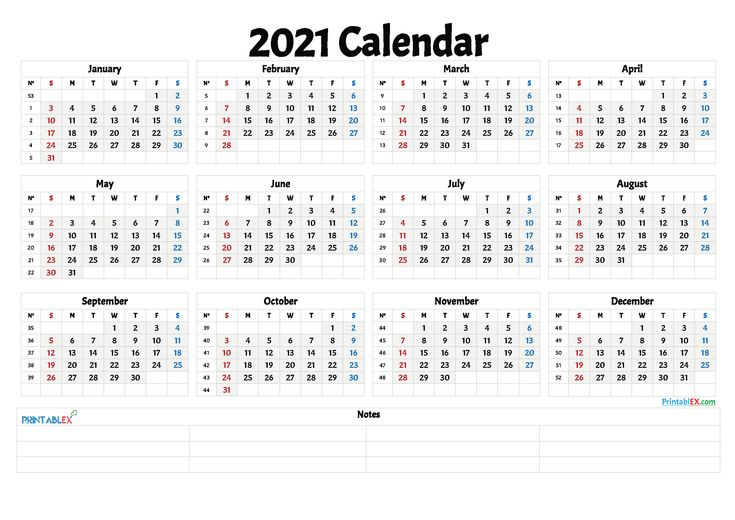 Free Printable 2021 Yearly Calendar With Week Numbers in Free Calendar Numbers