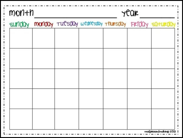Free Printable Blank Calendars To Fill In :Free Calendar pertaining to Fill In Calendar Template