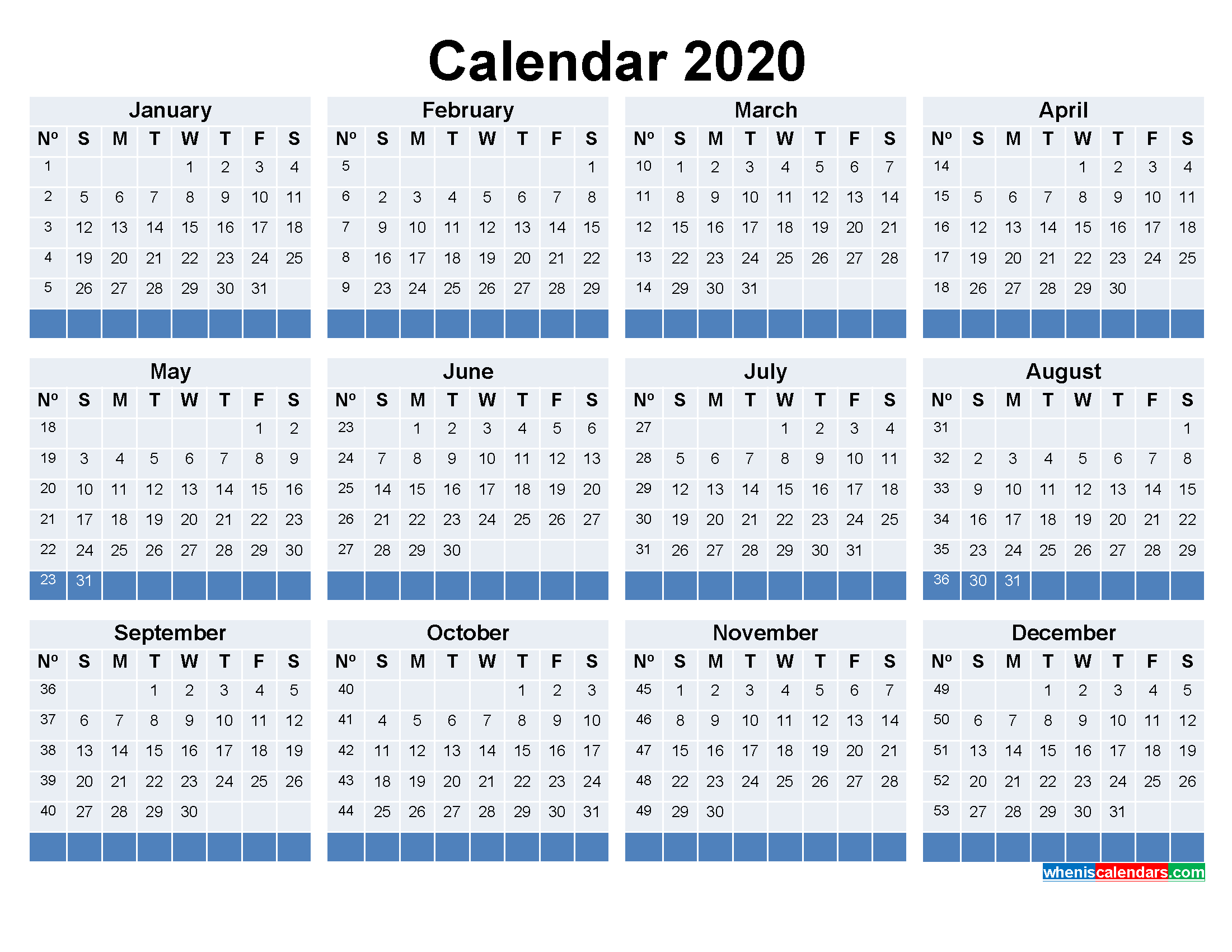 Free Printable Calendar With Week Numbers 2020 throughout Free Calendar Numbers