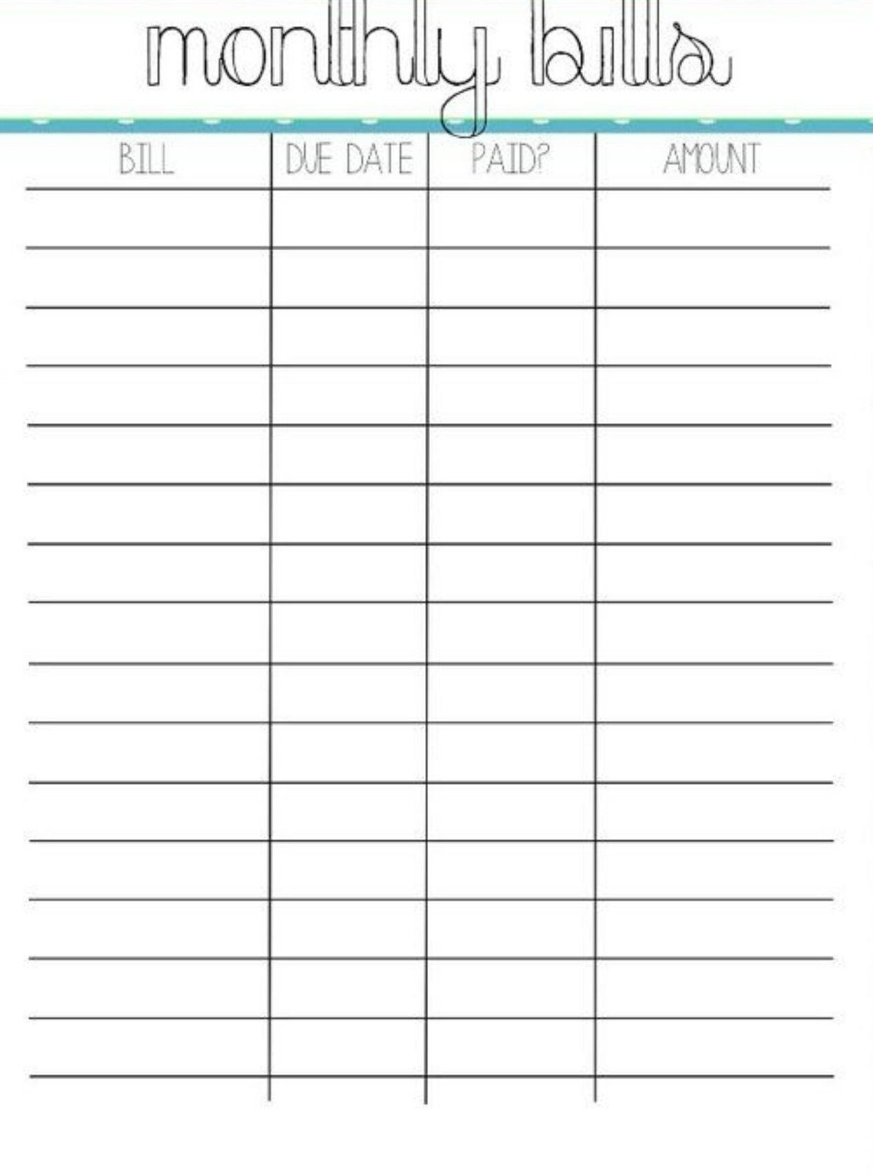 Free Printable Monthly Bill Chart | Calendar Template inside Bills Calendar Printable