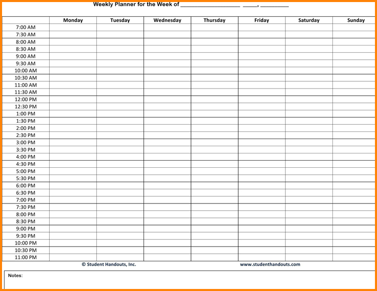 Hourly Planner Pdf | Planner Template Free pertaining to Weekly Hourly Planner Template