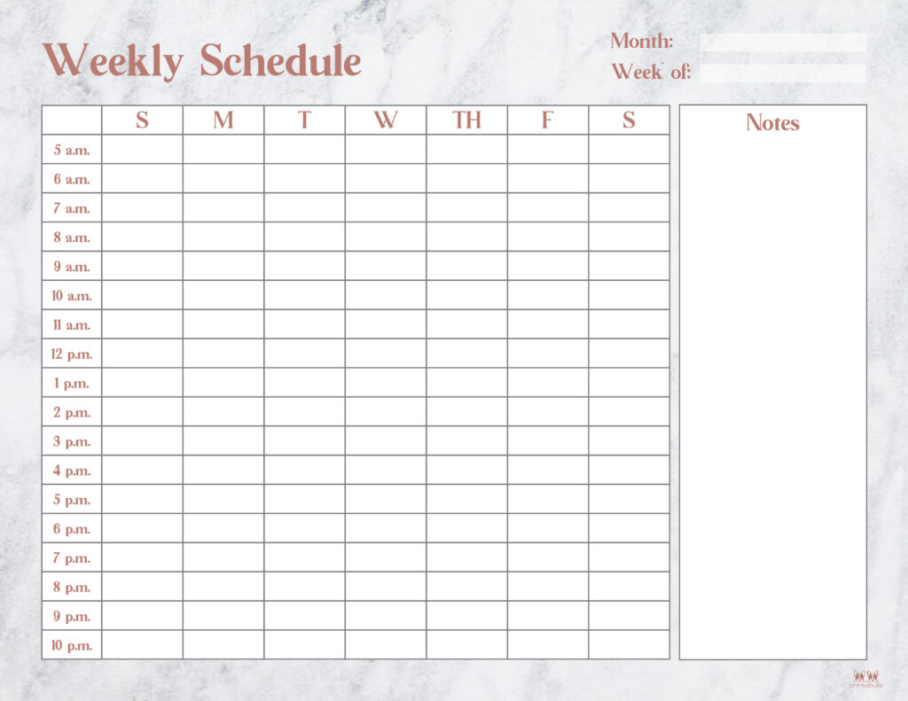 Hourly Planners  Free Printables | Printabulls inside Weekly Hourly Planner Printable