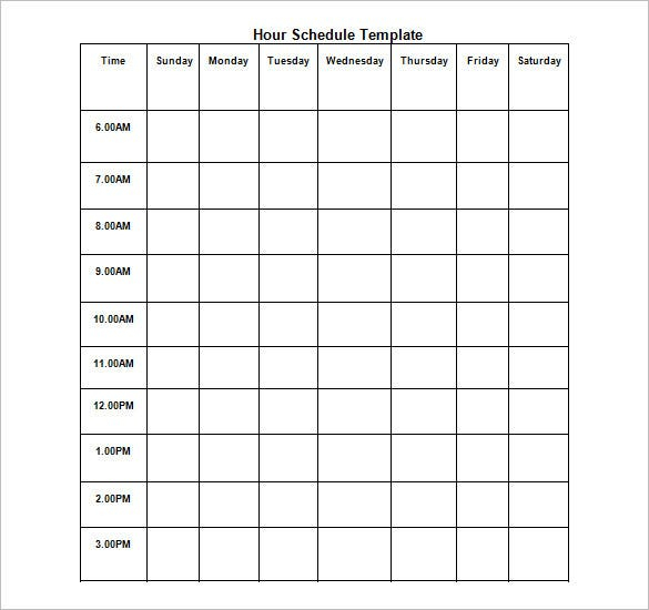 Hourly Schedule Template  11+ Free Sample, Example Format for Weekly Hourly Scheudle Template
