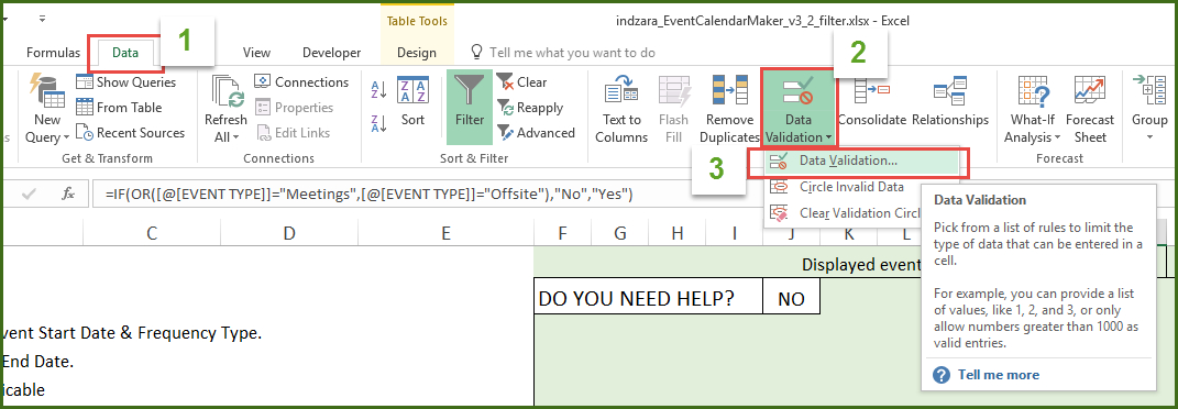 How To Filter Events To Display On Calendars? Use A in Calendar From Excel Data