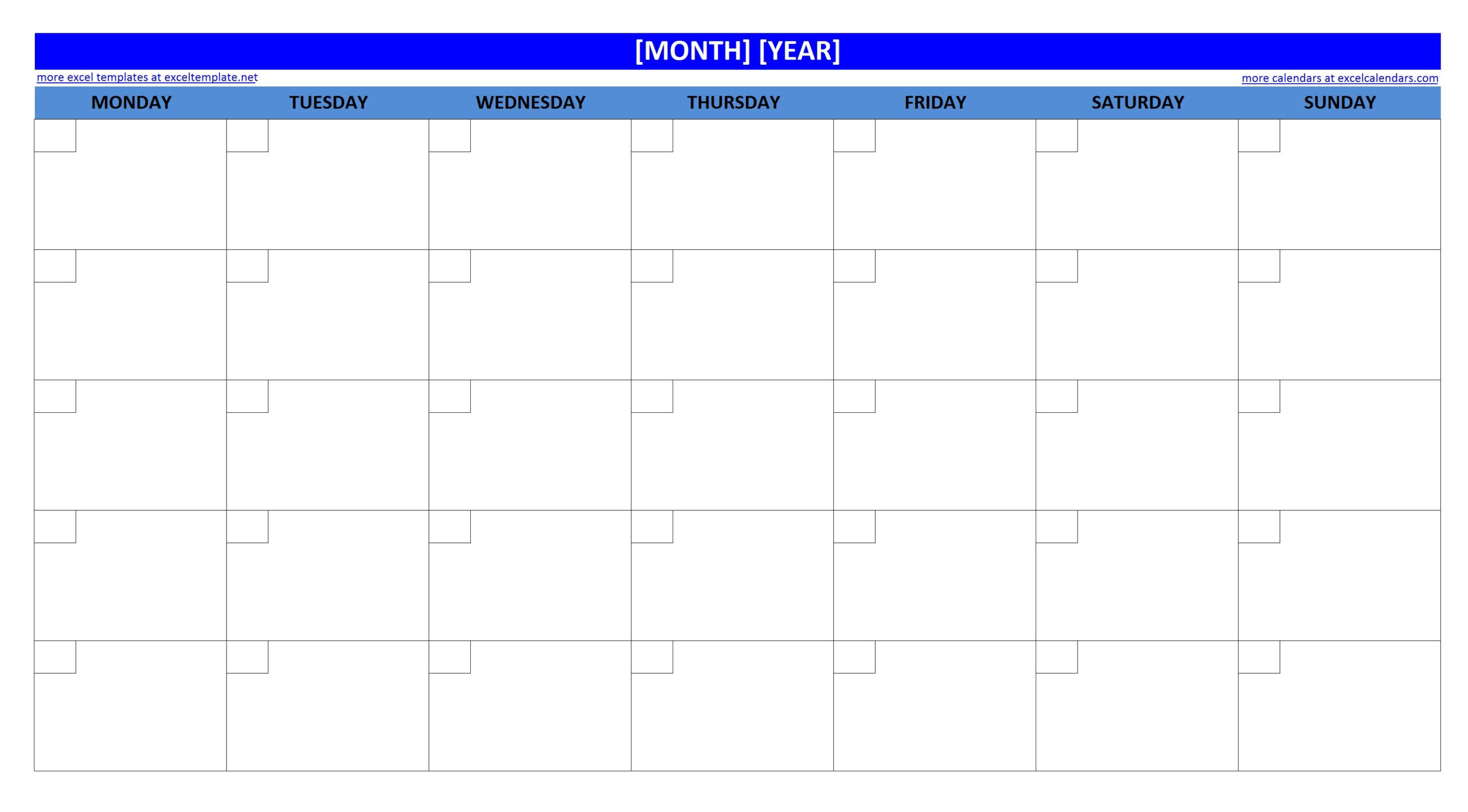 Large Box Grid Calendar Printable | Example Calendar Printable in Blank Calendar Grid Printable