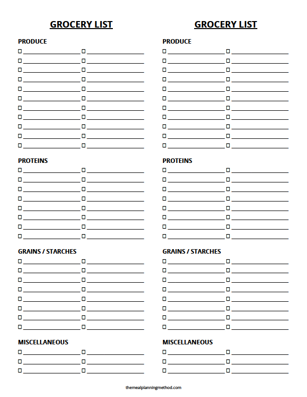 Master Grocery List Template  The Meal Planning Method regarding Printable Blank Shopping List