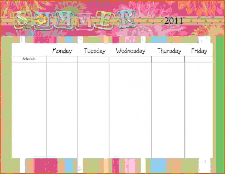 Monday Through Friday Printable Calendar :Free Calendar in Printable Calendar Monday Through Friday