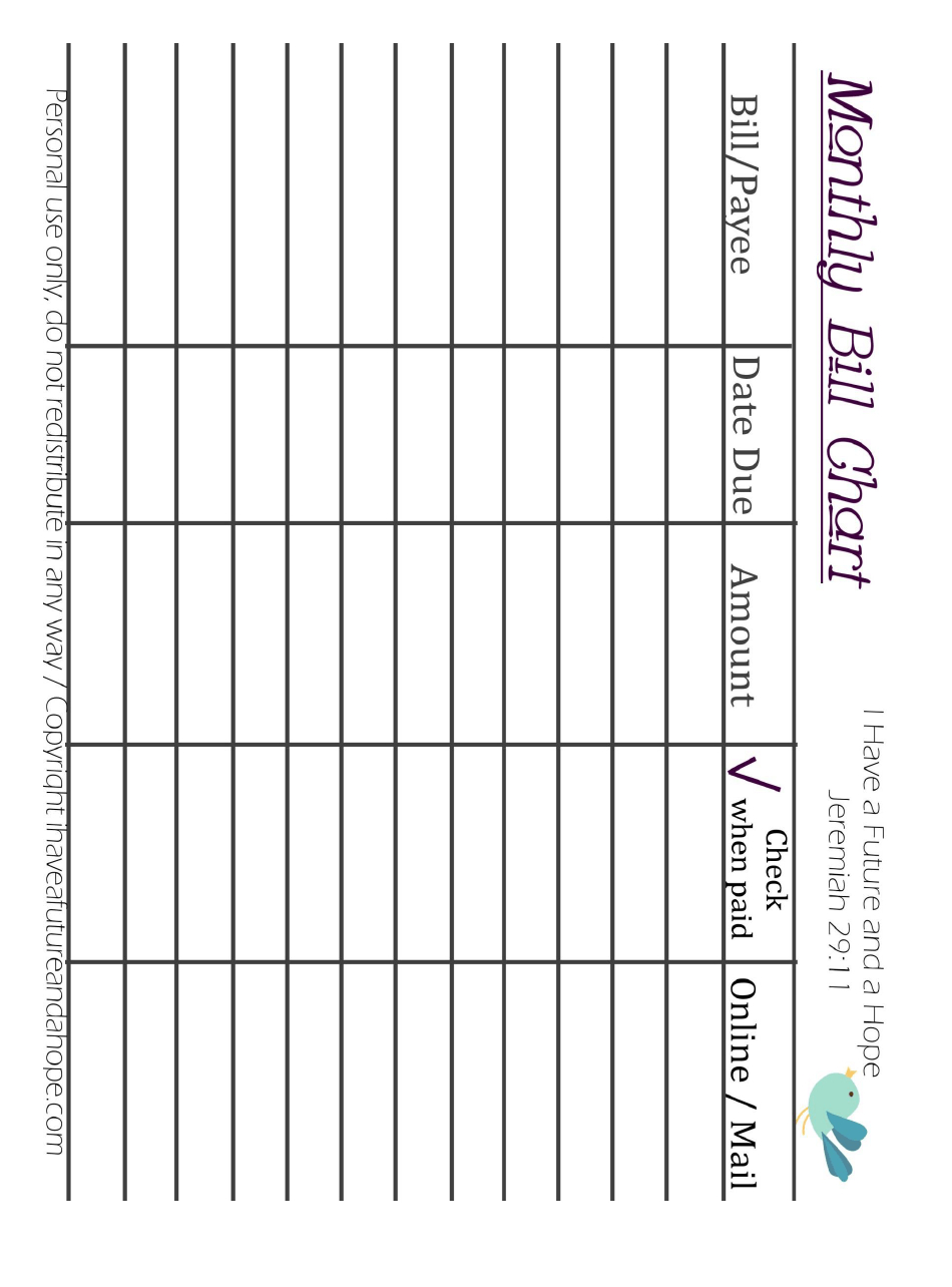 Monthly Bill Chart Template Download Printable Pdf for Bill Due Date Template