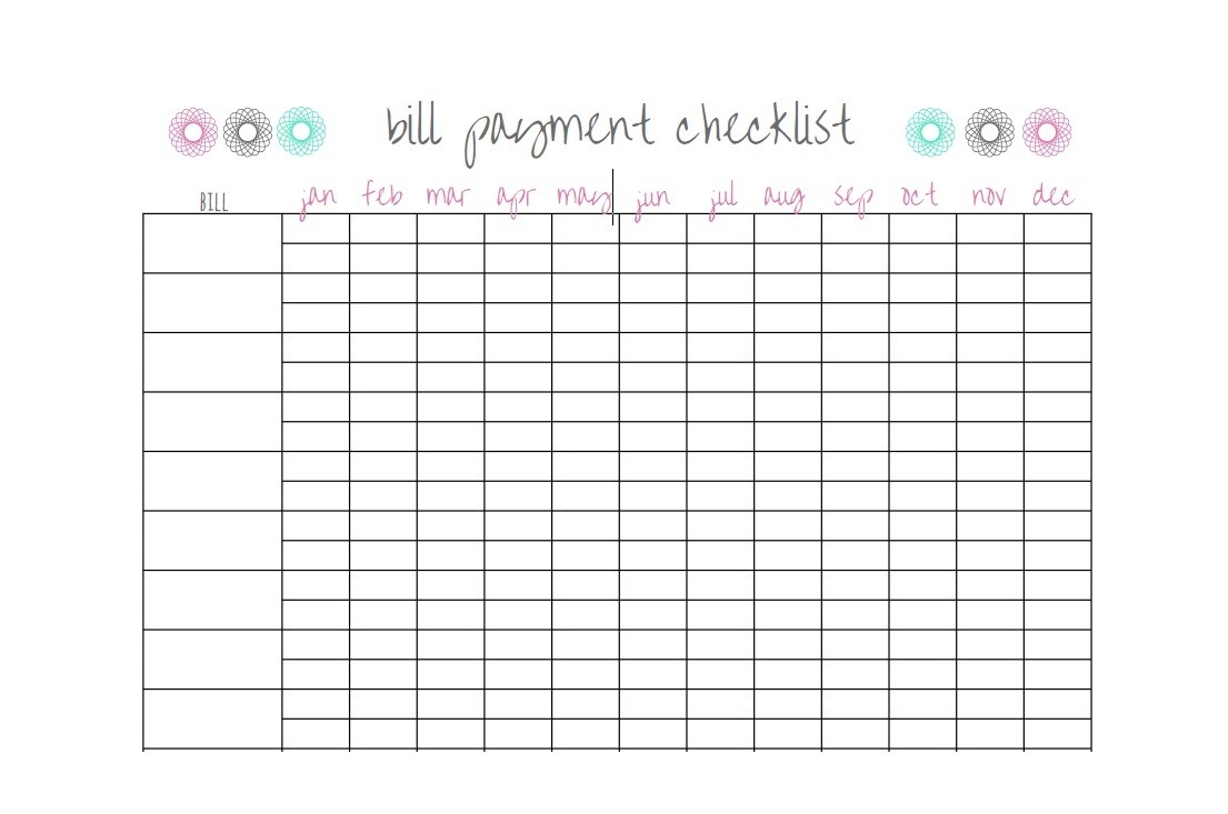 Monthly Payment Calendar Pdf  Template Calendar Design for Bills Calendar Printable