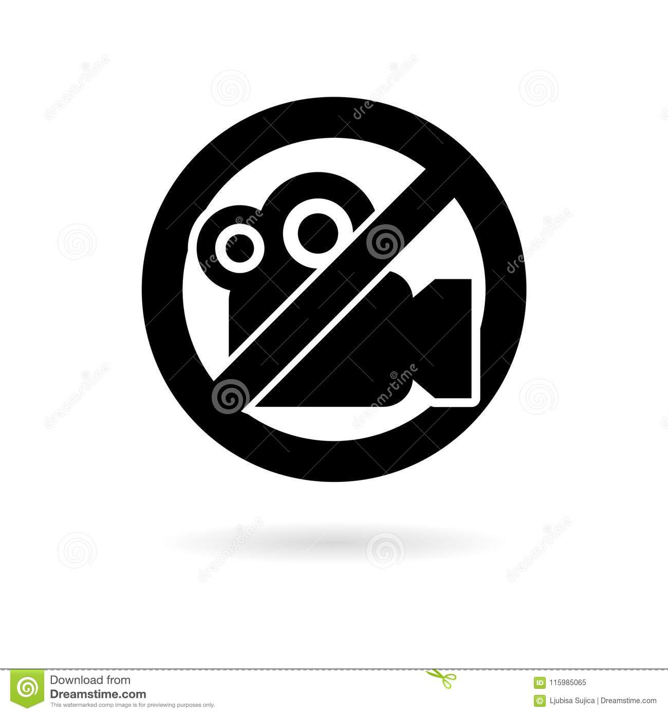 No Record Video Icon, No Shoot Video Sign Stock Vector with Icon No Copyright