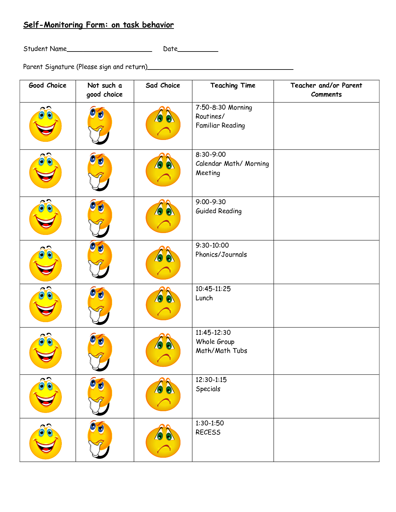 On Task Behavior Chart | Behavior Chart Printable within Free Monthly Behavior Chart