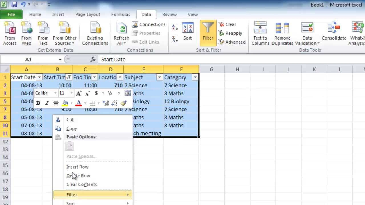 Outlook: Import A Schedule From Excel Into Outlook intended for Calendar From Excel Data