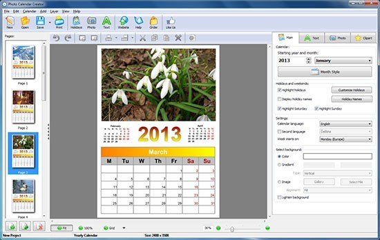 Photo Calendar Creator Main Window  Ams Software  Photo with regard to Custom Calendar Maker