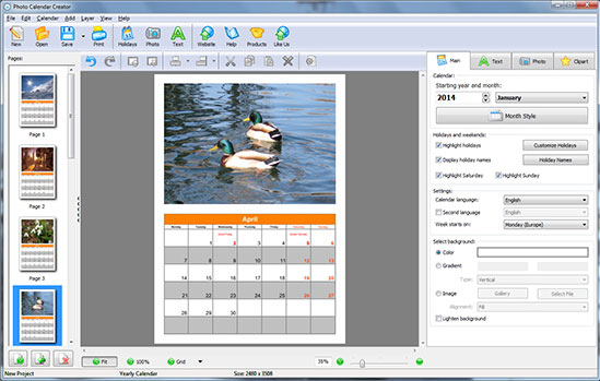 Photo Calendar Creator Pro  Graphic Design Software  35% Pc with Custom Calendar Maker