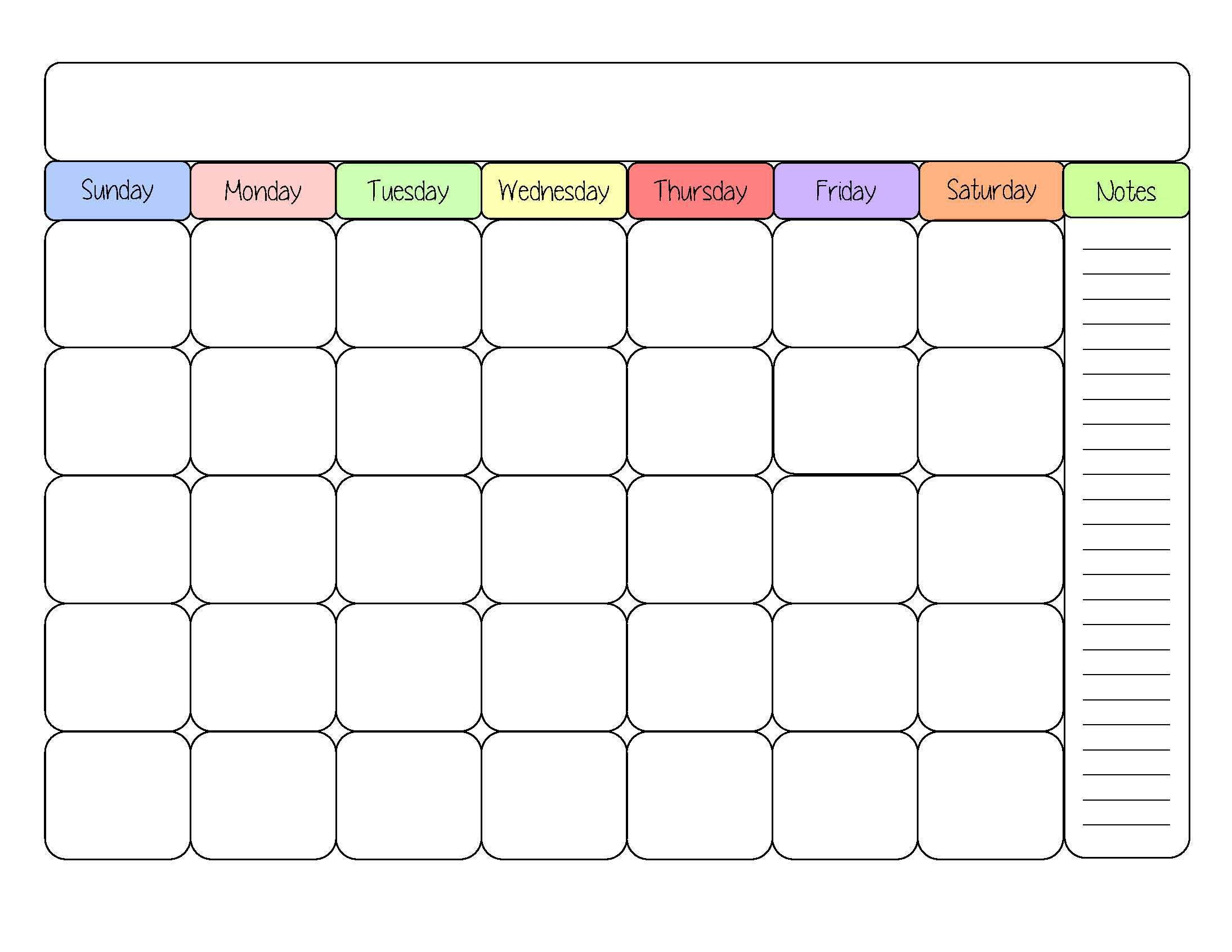 Print Blank Calendar • Printable Calendar Template | Weekly Calendar Template, Blank Monthly for Blank Printable Weekly Calendar