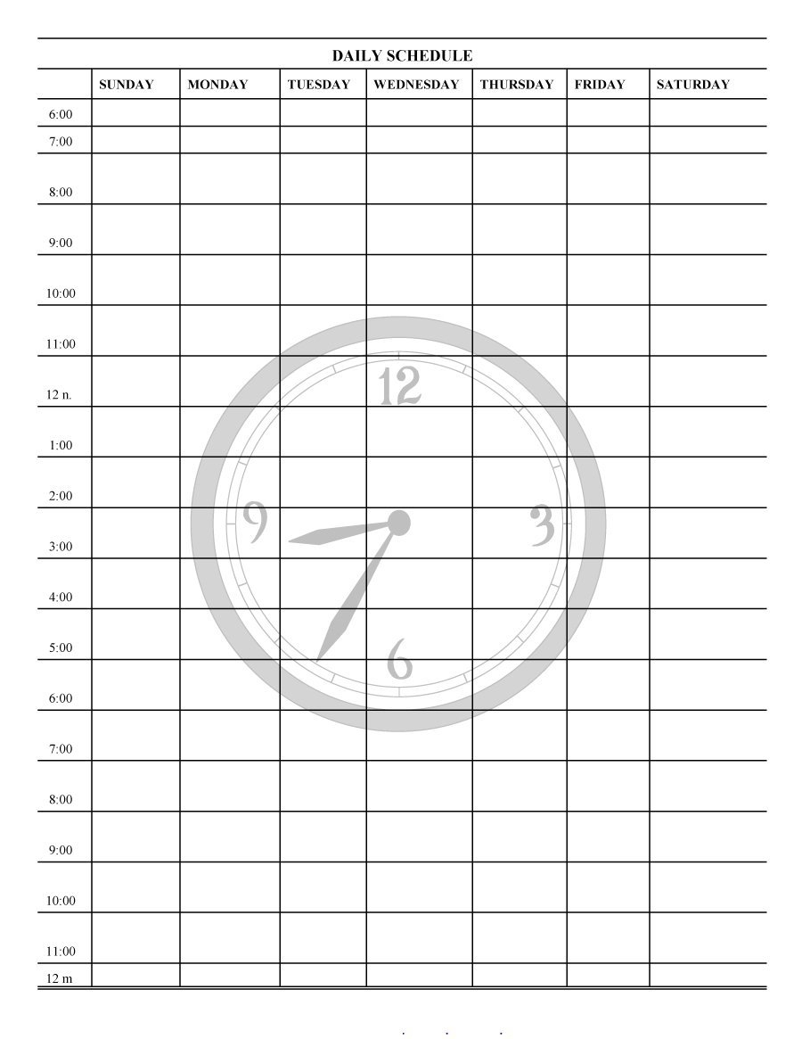 Printable Blank Hourly Income Worksheet  Calendar in Blank Hourly Calendar