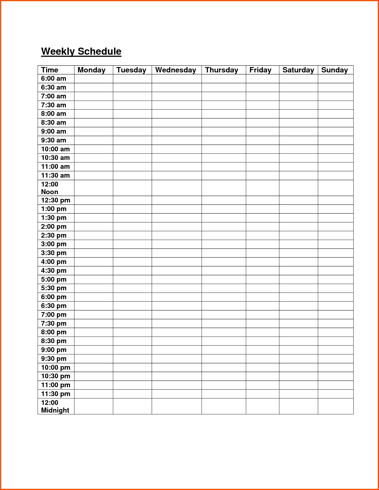 Printable Blank Hourly Income Worksheet  Calendar pertaining to Blank Hourly Calendar