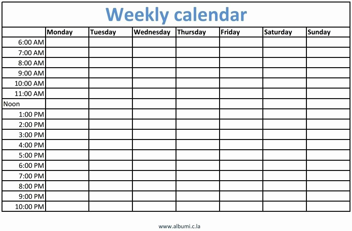 Printable Calendar With Time Slots In 2020 | Blank Weekly intended for Blank Weekly Calendar With Time Slots