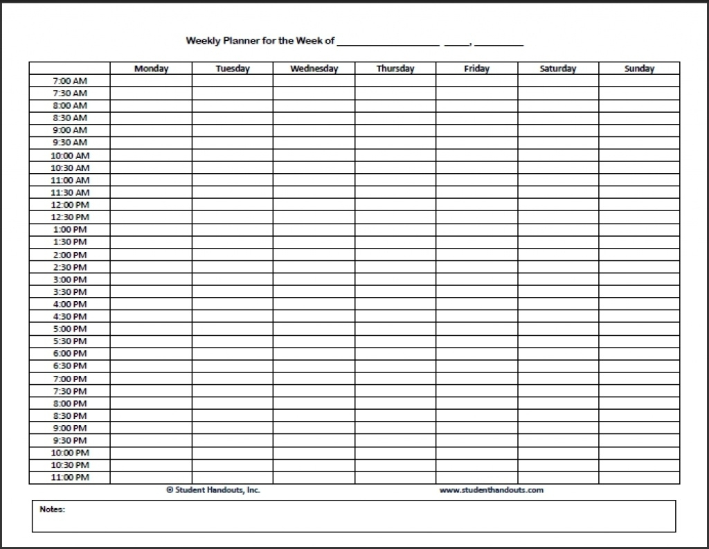 Printable Daily Calendar With Time Slots  Template for Blank Weekly Calendar With Time Slots