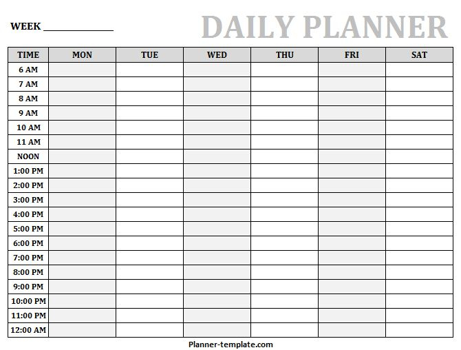 Printable Daily Planner Template | Blank Daily Hourly for Blank Hourly Calendar