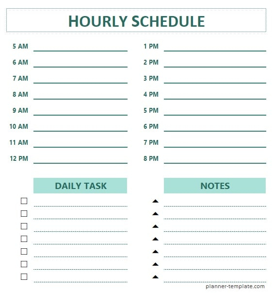 Printable Hourly Schedule Template | Daily Planner For pertaining to Hourly Planner Template