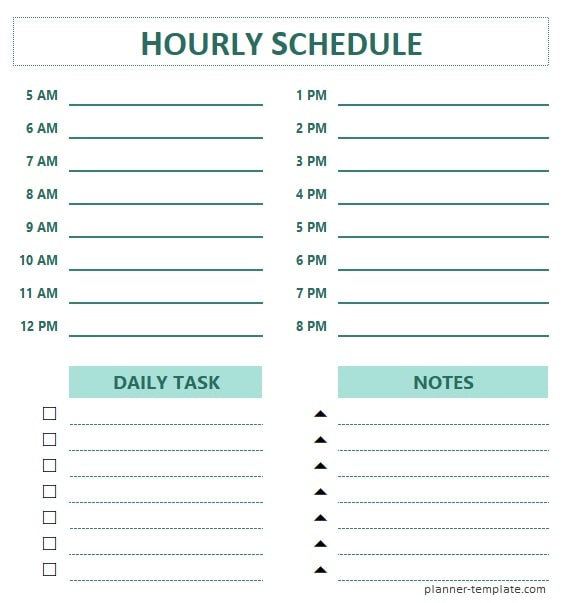 Printable Hourly Schedule Template | Daily Planner For within Weekly Hourly Scheudle Template