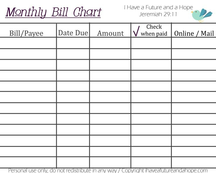 Printable Monthly Bill Chart | Budgeting Ideas | Budget with regard to Bill Due Date Template