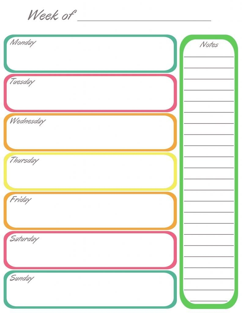 Printable One Week Calendar :Free Calendar Template with regard to One Week Blank Calendar Printable