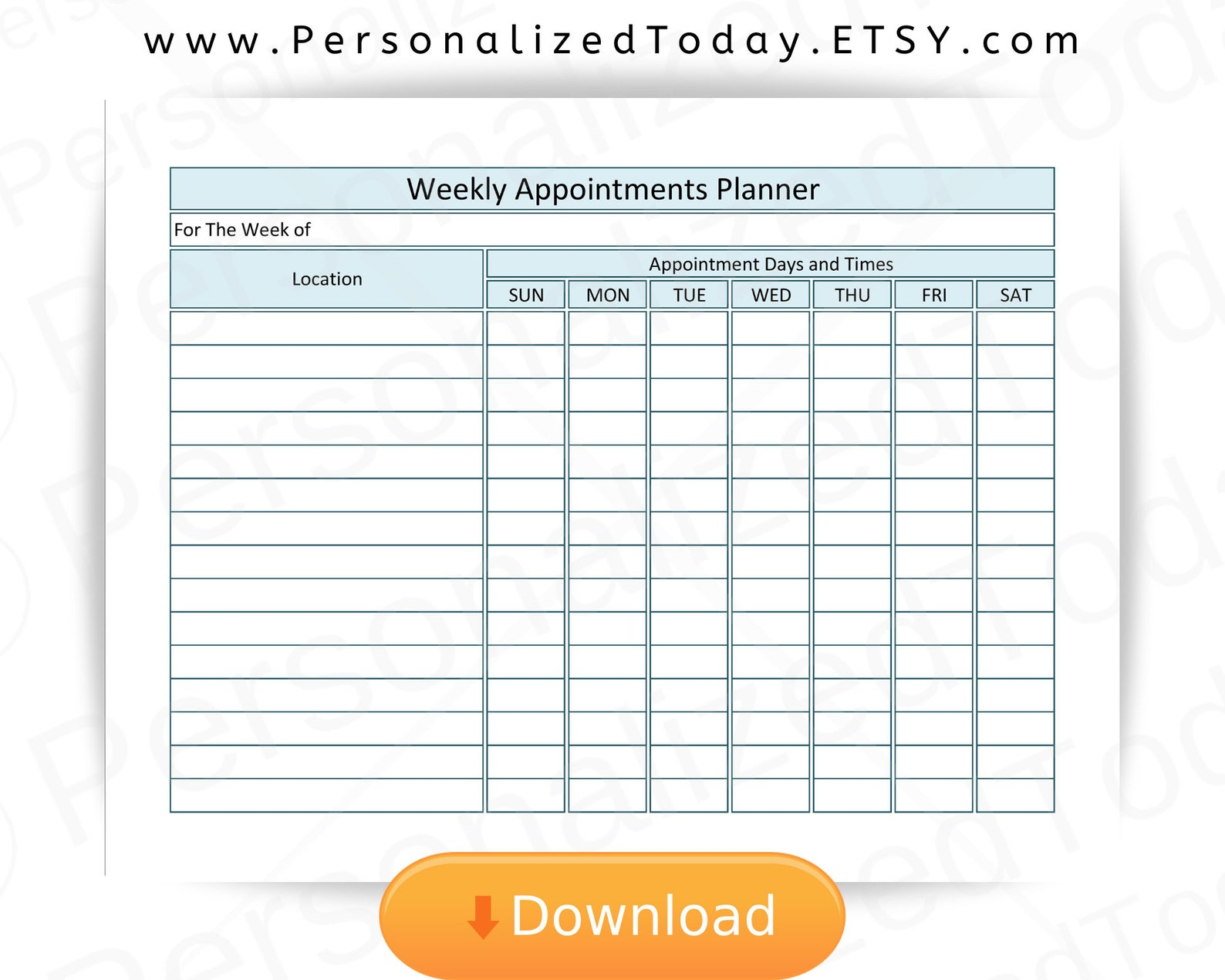 Printable Weekly Appointment Calendar Diy Appointment Book throughout Printable Weekly Appointment Planner