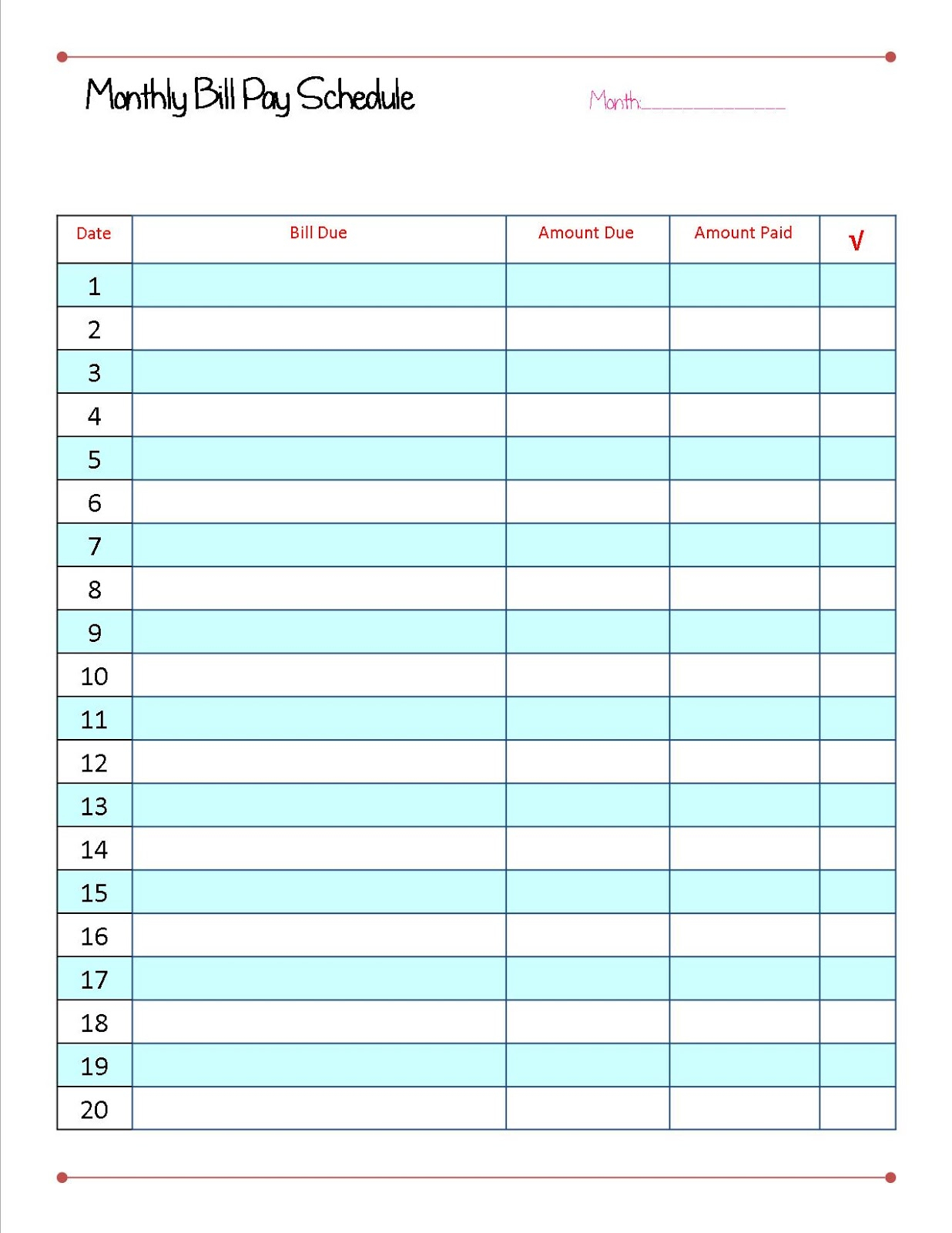 Robin&#039;S Front Porch throughout Printable Bill Pay Calendar