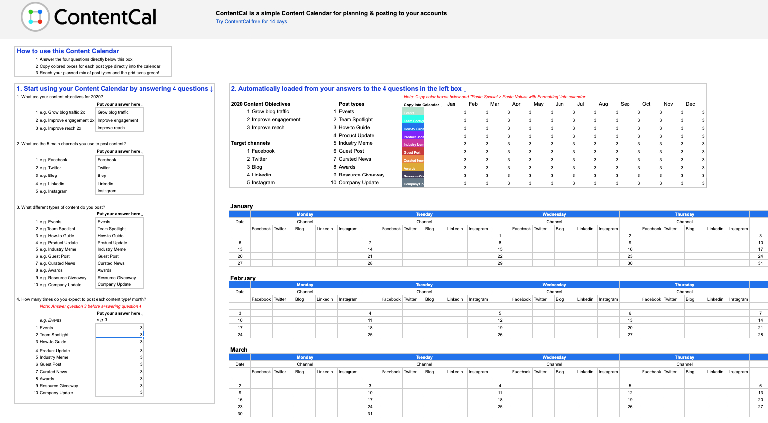 Social Media Content Calendar Template Excel Database for Calendar From Excel Data