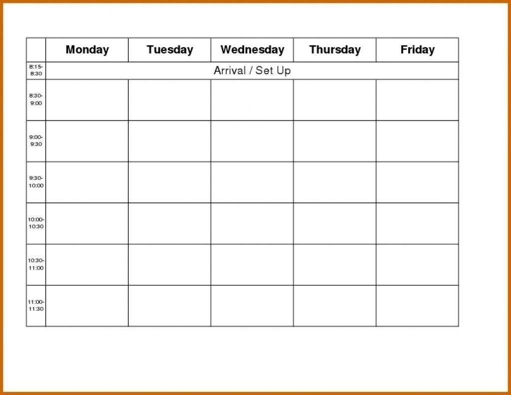 Template For Monday To Friday | Calendar Template Printable for Printable Calendar Monday Through Friday