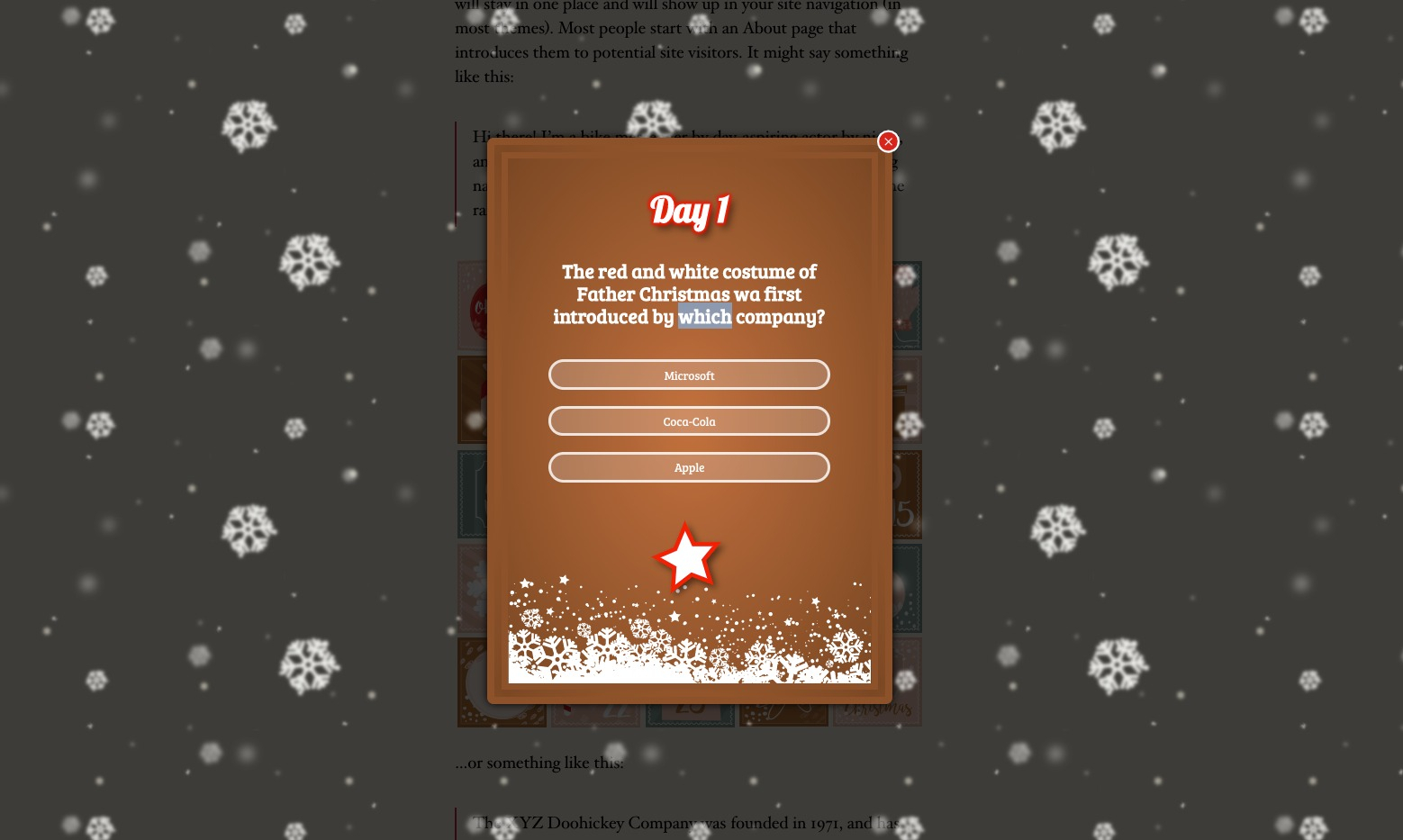 V.1.3.8 Santapress WordPress Advent Calendar Plugin &amp; Quiz intended for Xmas Advent Calendar - WordPress Plugin