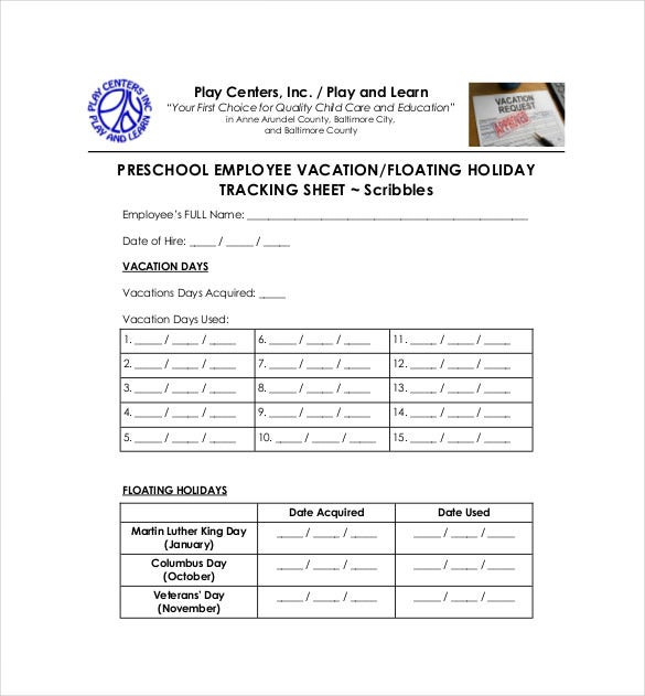 Vacation Tracking Spreadsheet  Islamopedia.se with regard to Free Vacation Tracking Spreadsheet