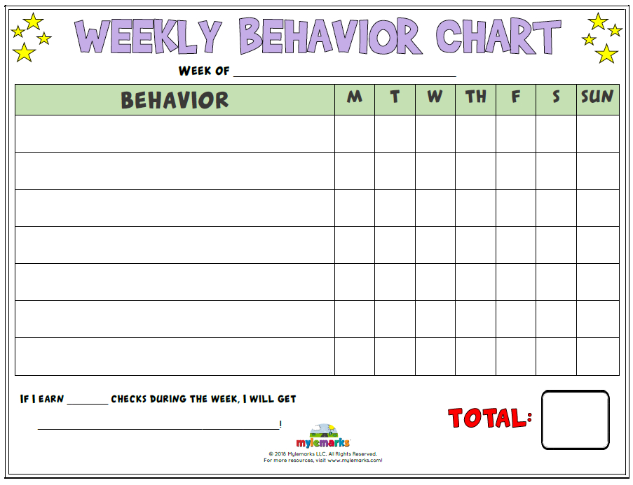 Weekly Behavior Chart pertaining to Free Monthly Behavior Chart