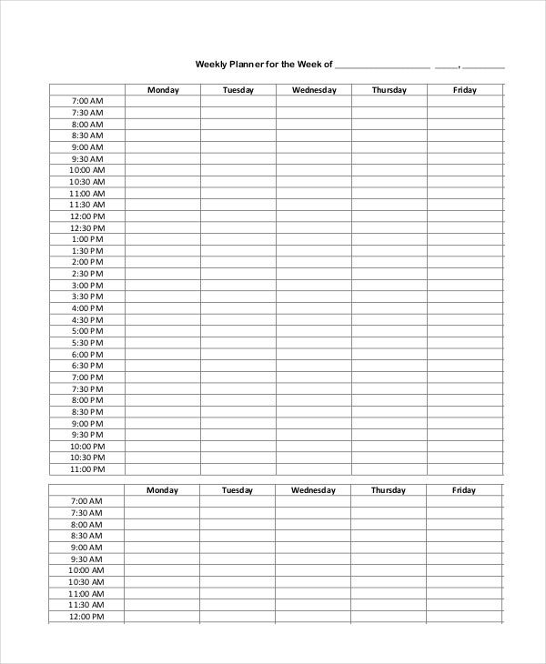 Weekly Calendar Template  12+ Word, Excel, Pdf Documents throughout Weekly Hourly Planner Template