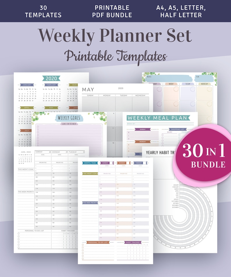 Weekly Hourly Planner Kit Printable Week Plan Templates 30 throughout Weekly Hourly Scheudle Template
