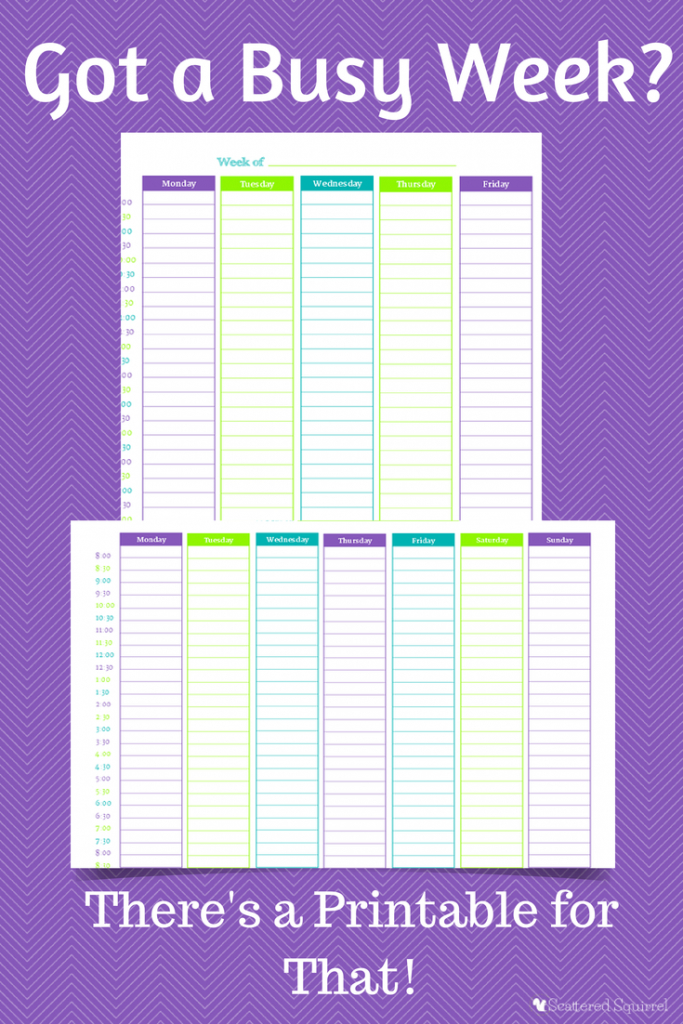 Weekly Printable Planner  Scattered Squirrel inside The Scattered Squirrel