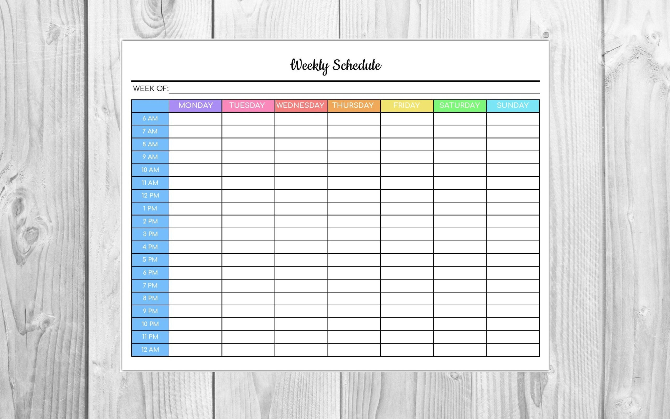 Weekly Schedule Editable Pdf Colorful Hourly Schedule | Etsy with regard to Hourly Calendar Pdf