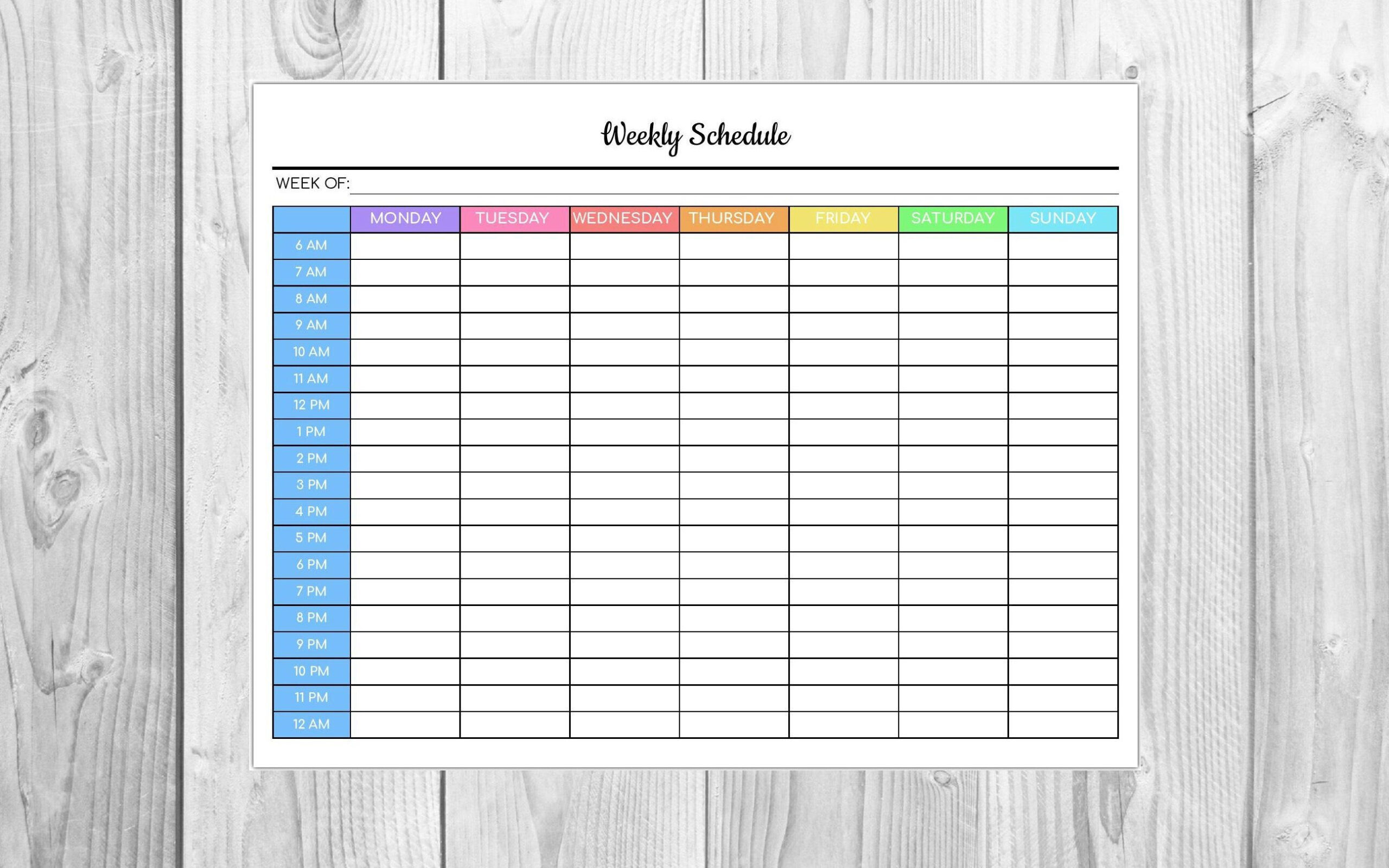 Weekly Schedule Editable Pdf Colorful | Hourly Schedule pertaining to Free Hourly Planner Pdf