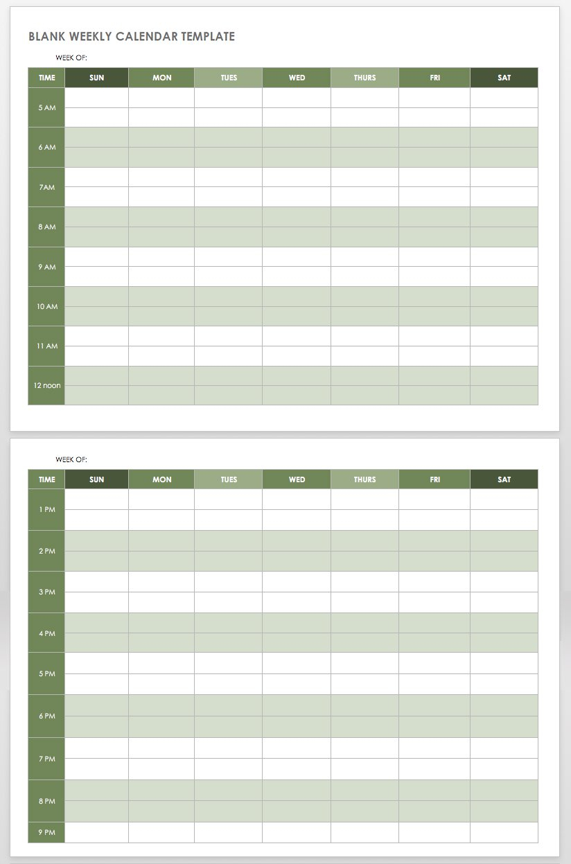 15 Free Weekly Calendar Templates | Smartsheet intended for Free Landscape Architecture Calendar