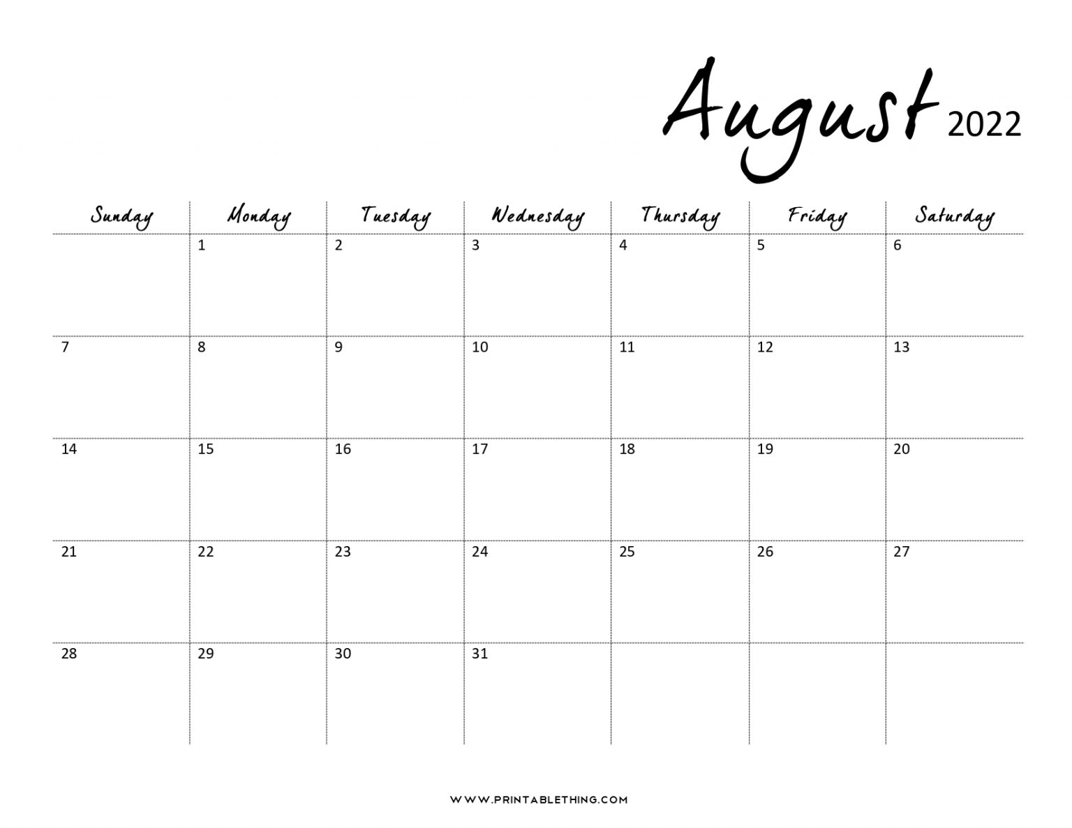 20+ August 2022 Calendar | Printable, Pdf, Us Holidays, Blank for Printable August 2022 Calendar