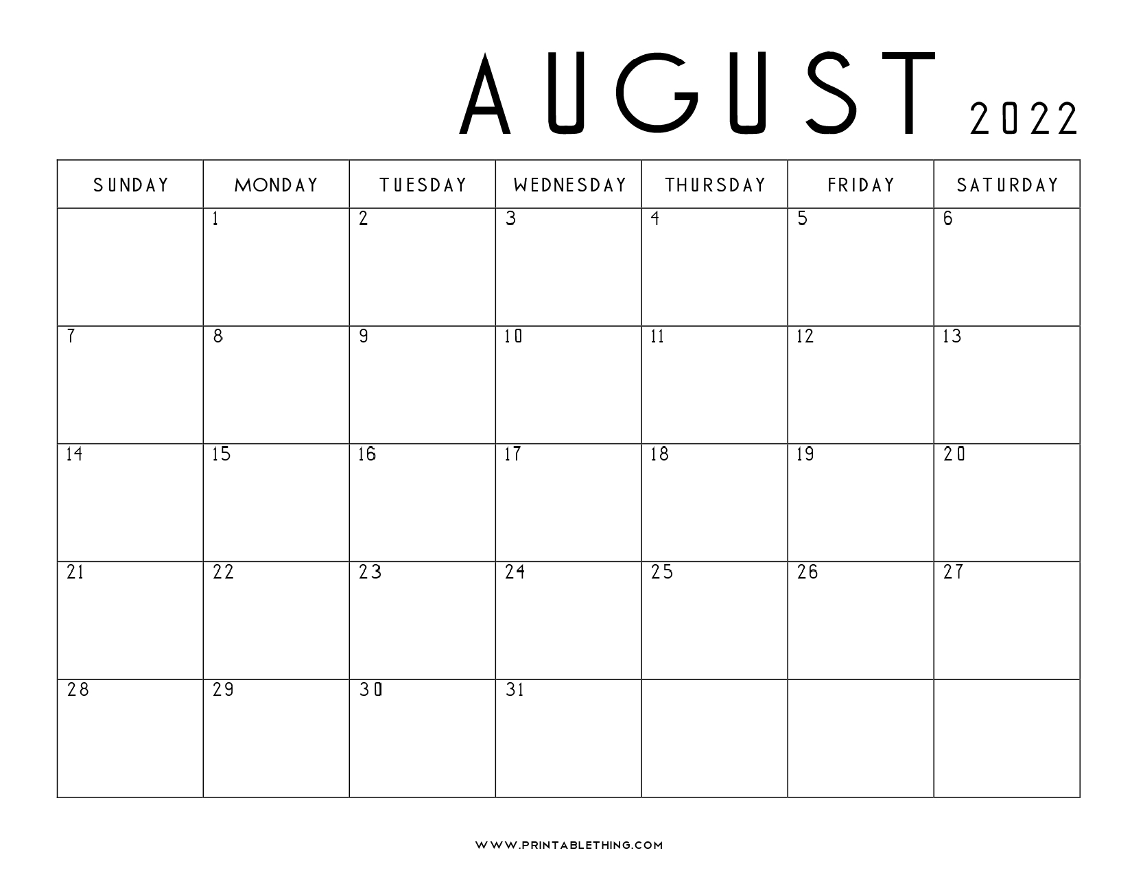 20+ August 2022 Calendar | Printable, Pdf, Us Holidays, Blank, Free throughout August 2022 Printable Calendar