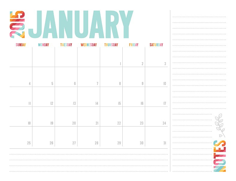 2015 Free Printable Calendar within Extra Bold Large Print Calendars