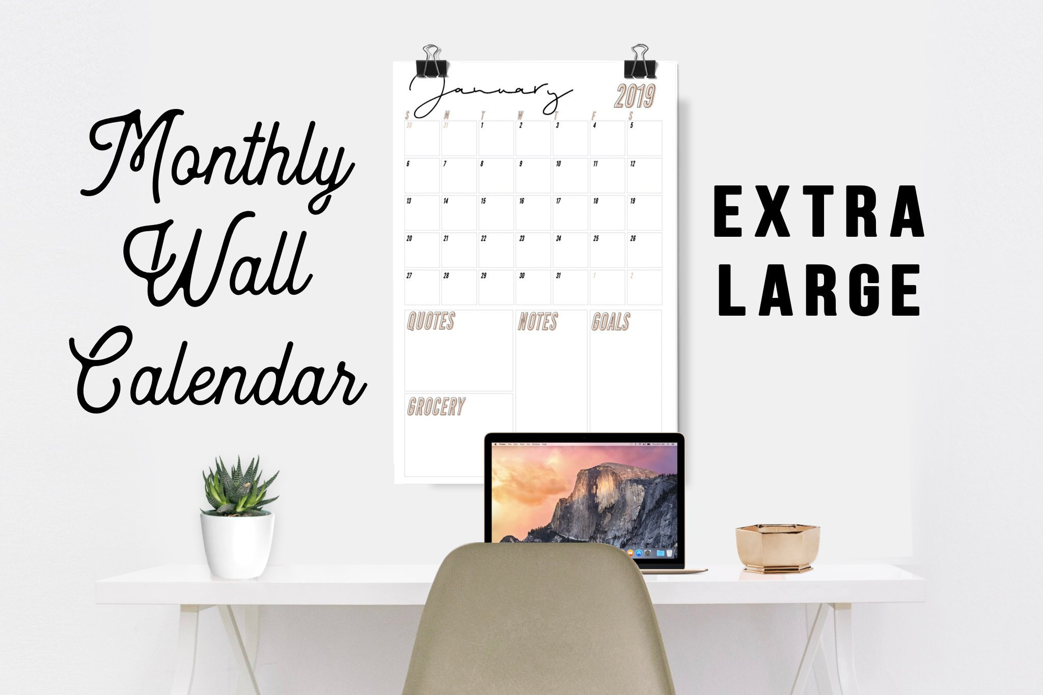 20182019 Extra Large Wall Calendar Printable | Etsy for Free Printable Extra Large Calendars