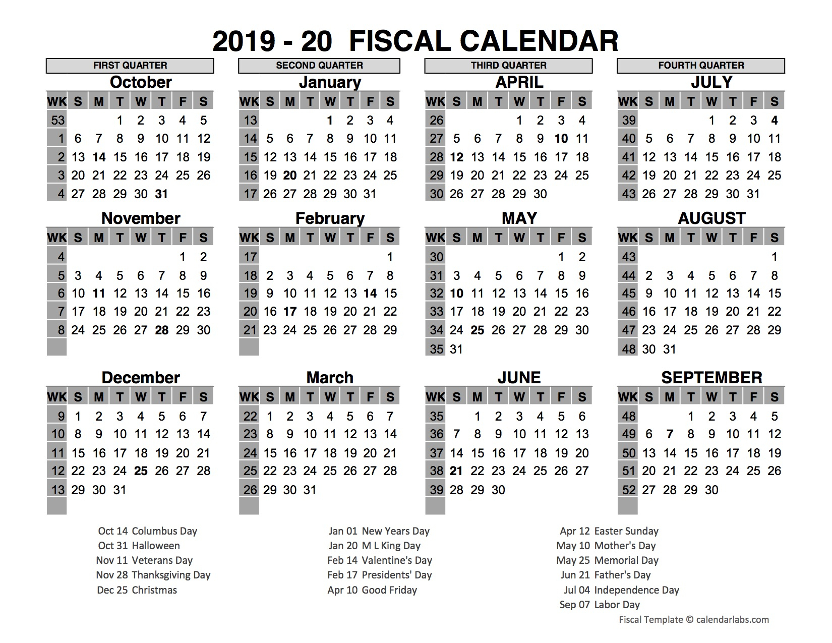 2019 Us Fiscal Year Template  Free Printable Templates with Free Printable Fiscal Year Calendar