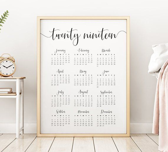 2019 Wall Calendar Printable, 2019 Calendar, 2019 Planner, Large Wall regarding Free Large Wall Calendars